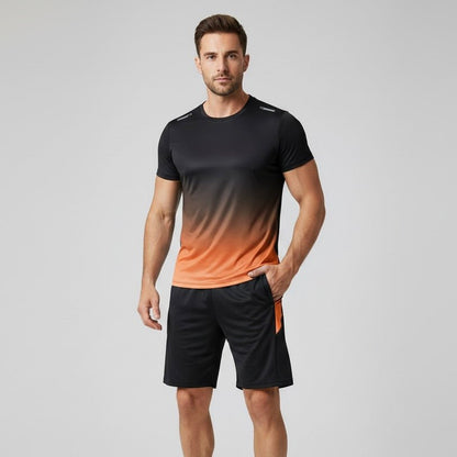 Men's Gradient Moisture-Wicking T-Shirt and Shorts Activewear Set