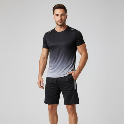 Men's Gradient Moisture-Wicking T-Shirt and Shorts Activewear Set
