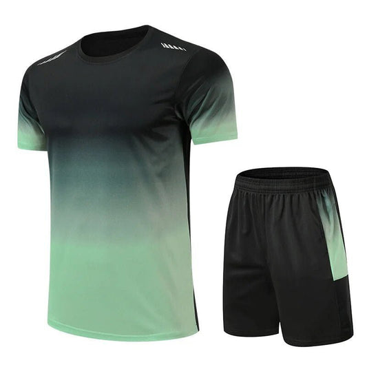 Men's Gradient Moisture-Wicking T-Shirt and Shorts Activewear Set