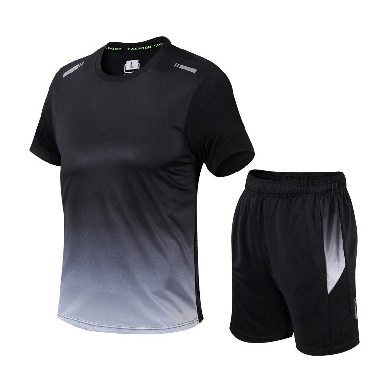 Men's Gradient Moisture-Wicking T-Shirt and Shorts Activewear Set