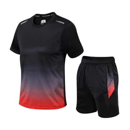 Men's Gradient Moisture-Wicking T-Shirt and Shorts Activewear Set