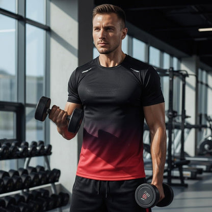 Men's Gradient Moisture-Wicking T-Shirt and Shorts Activewear Set