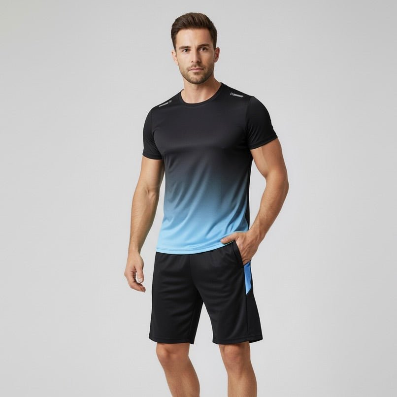Men's Gradient Moisture-Wicking T-Shirt and Shorts Activewear Set