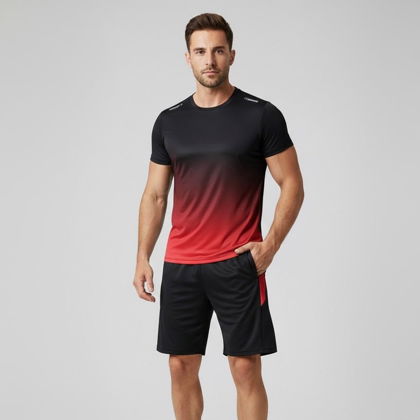 Men's Gradient Moisture-Wicking T-Shirt and Shorts Activewear Set