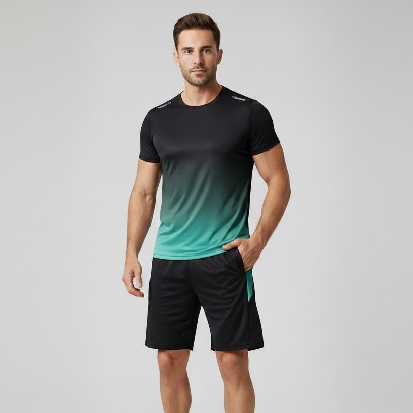Men's Gradient Moisture-Wicking T-Shirt and Shorts Activewear Set