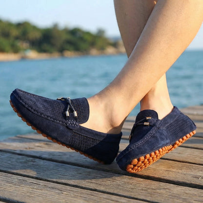 Men's Perforated Faux Suede Loafers