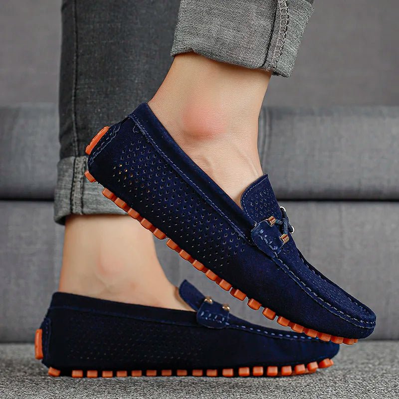 Men's Perforated Faux Suede Loafers