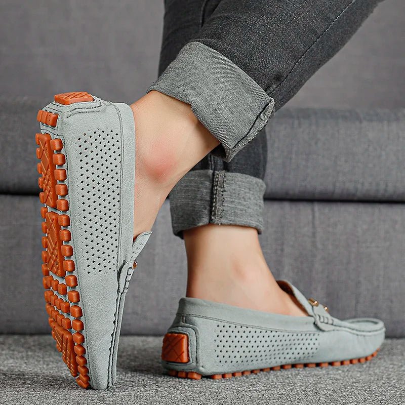 Men's Perforated Faux Suede Loafers