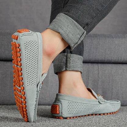 Men's Perforated Faux Suede Loafers