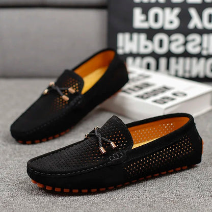 Men's Perforated Faux Suede Loafers