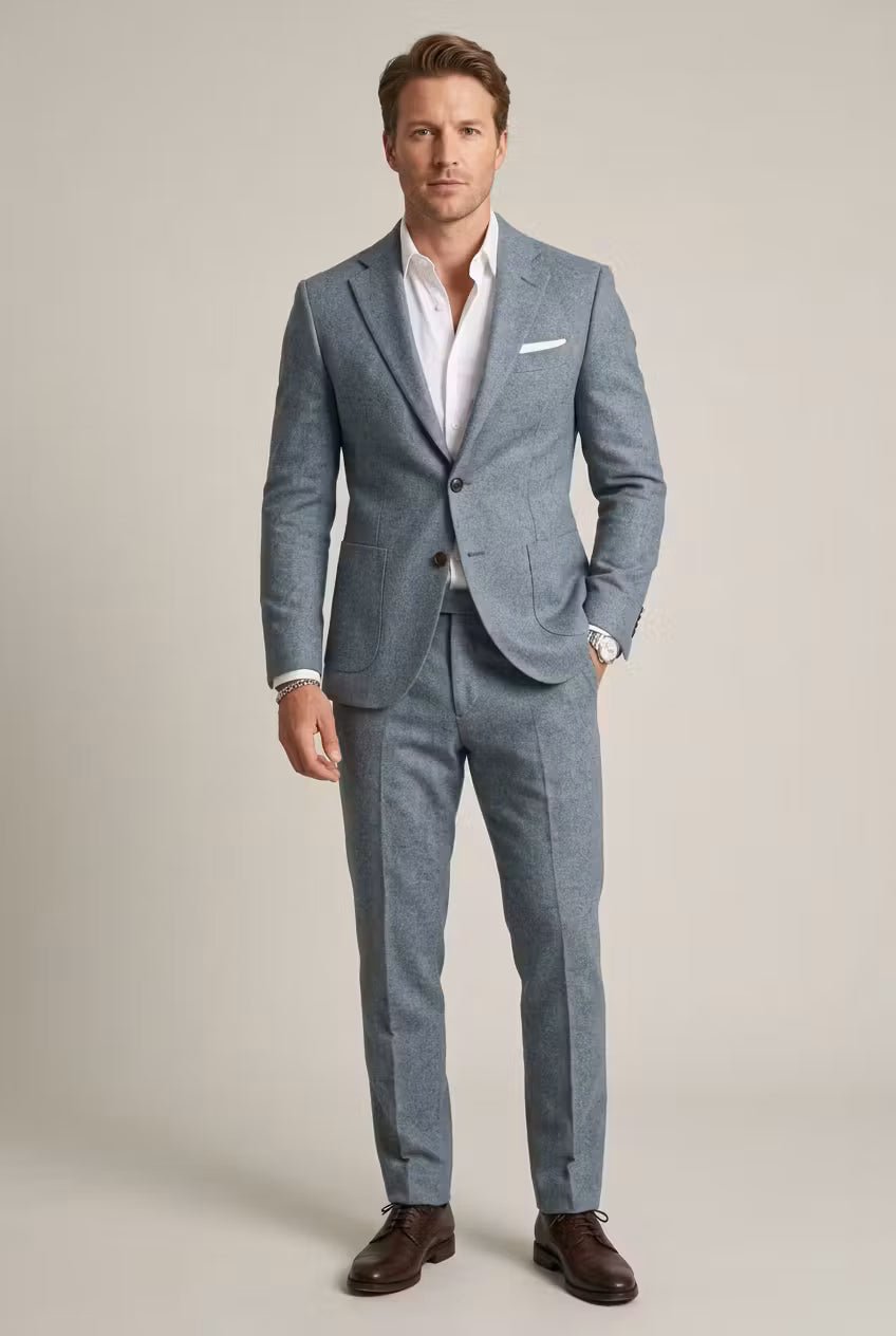Men's Slim Fit Two-Piece Suit in Slate Grey-Blue