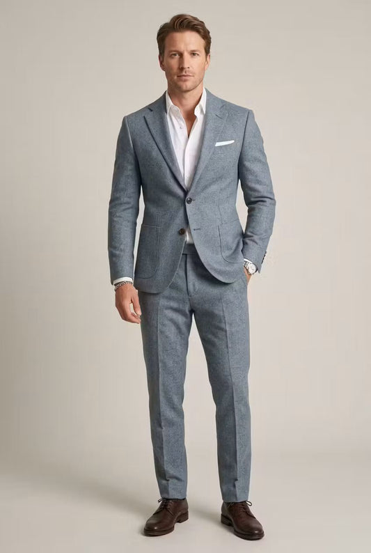 Men's Slim Fit Two-Piece Suit in Slate Grey-Blue