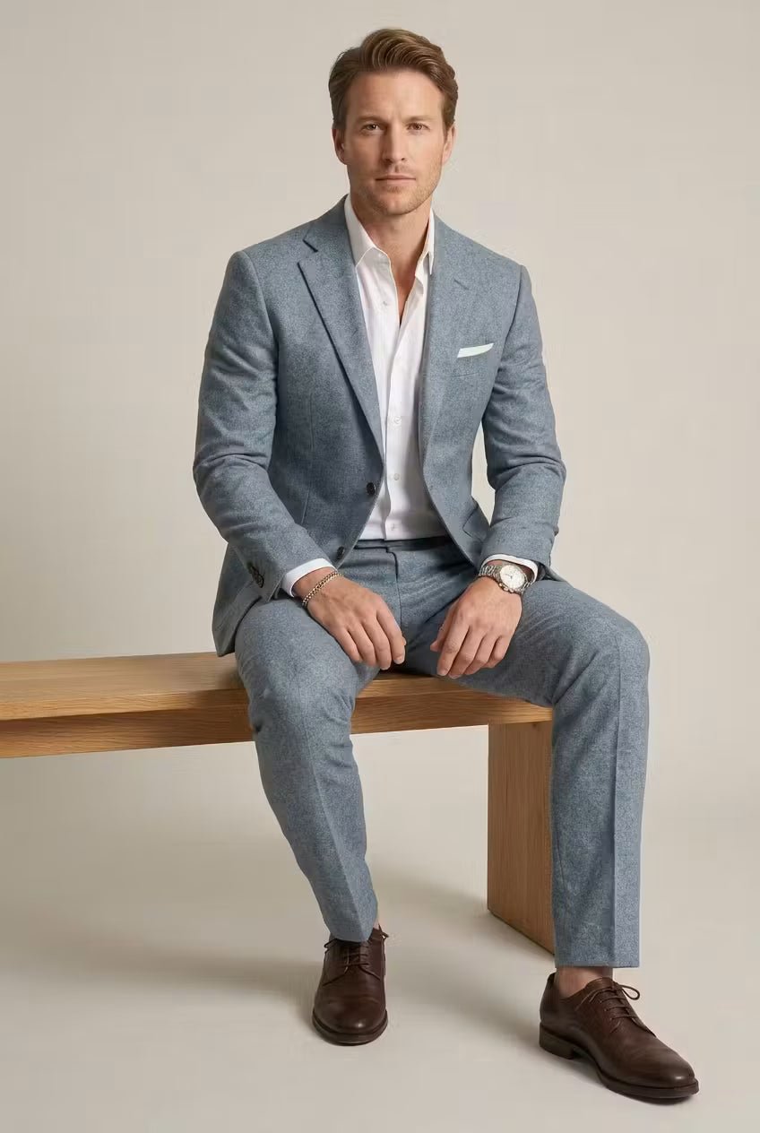 Men's Slim Fit Two-Piece Suit in Slate Grey-Blue