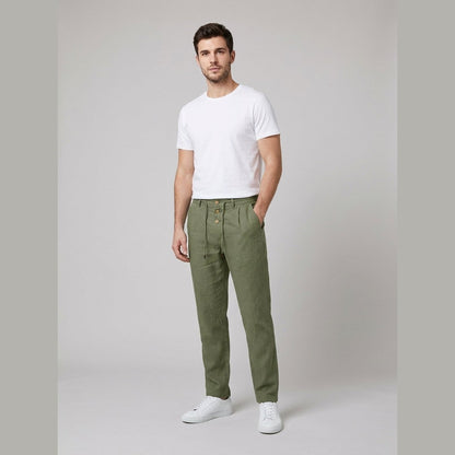 Men's Linen-Blend Relaxed Trousers