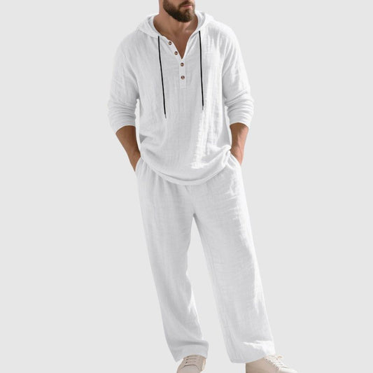 Men's Hooded Linen Blend Loungewear Set