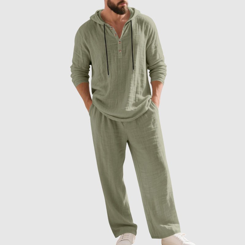 Men's Hooded Linen Blend Loungewear Set