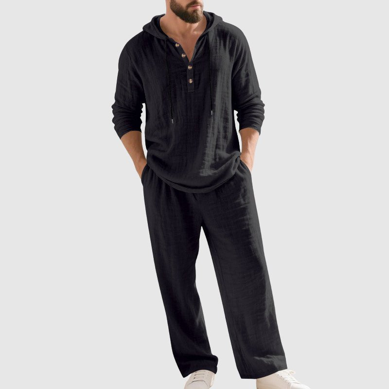 Men's Hooded Linen Blend Loungewear Set