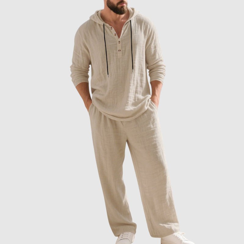 Men's Hooded Linen Blend Loungewear Set