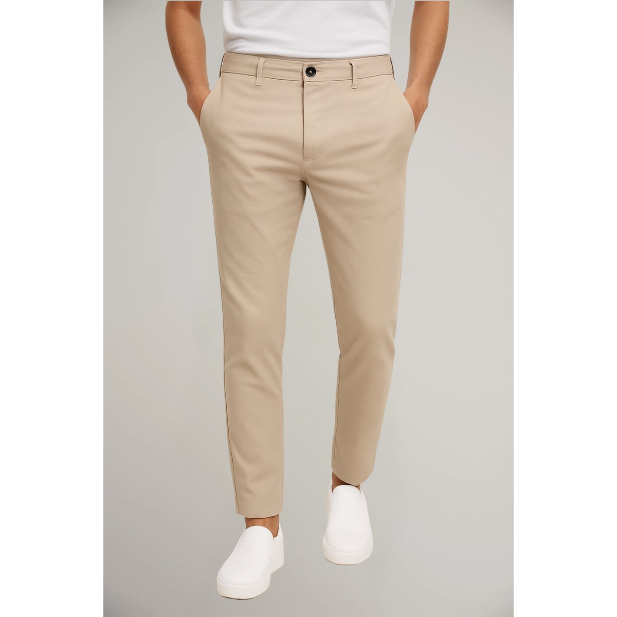 Men's Woven Slim-Cut Work Trousers