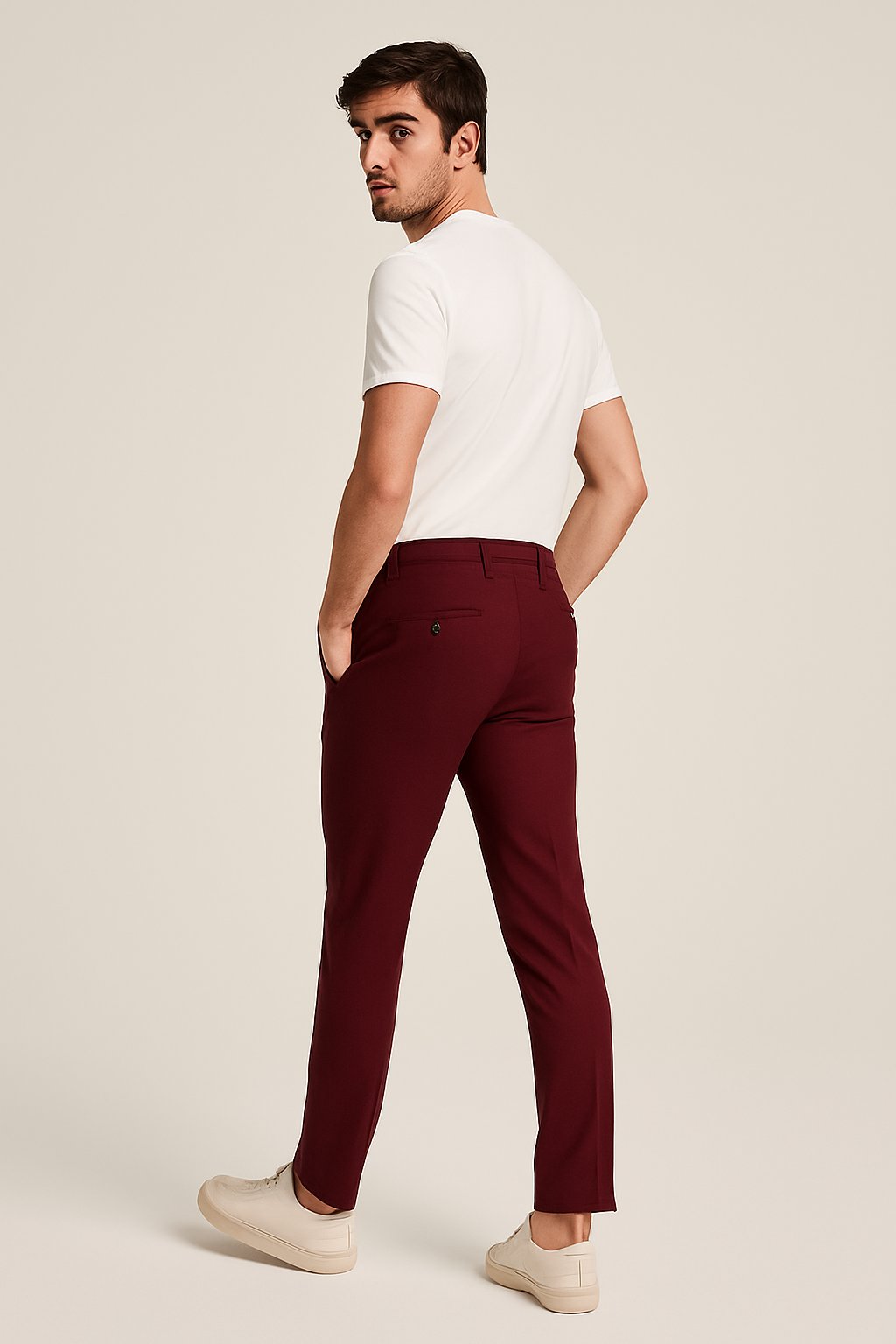 Men's Woven Slim-Cut Work Trousers