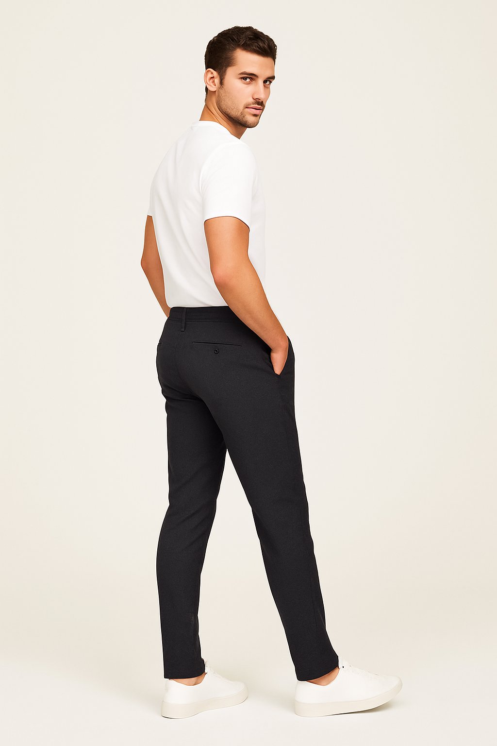 Men's Woven Slim-Cut Work Trousers
