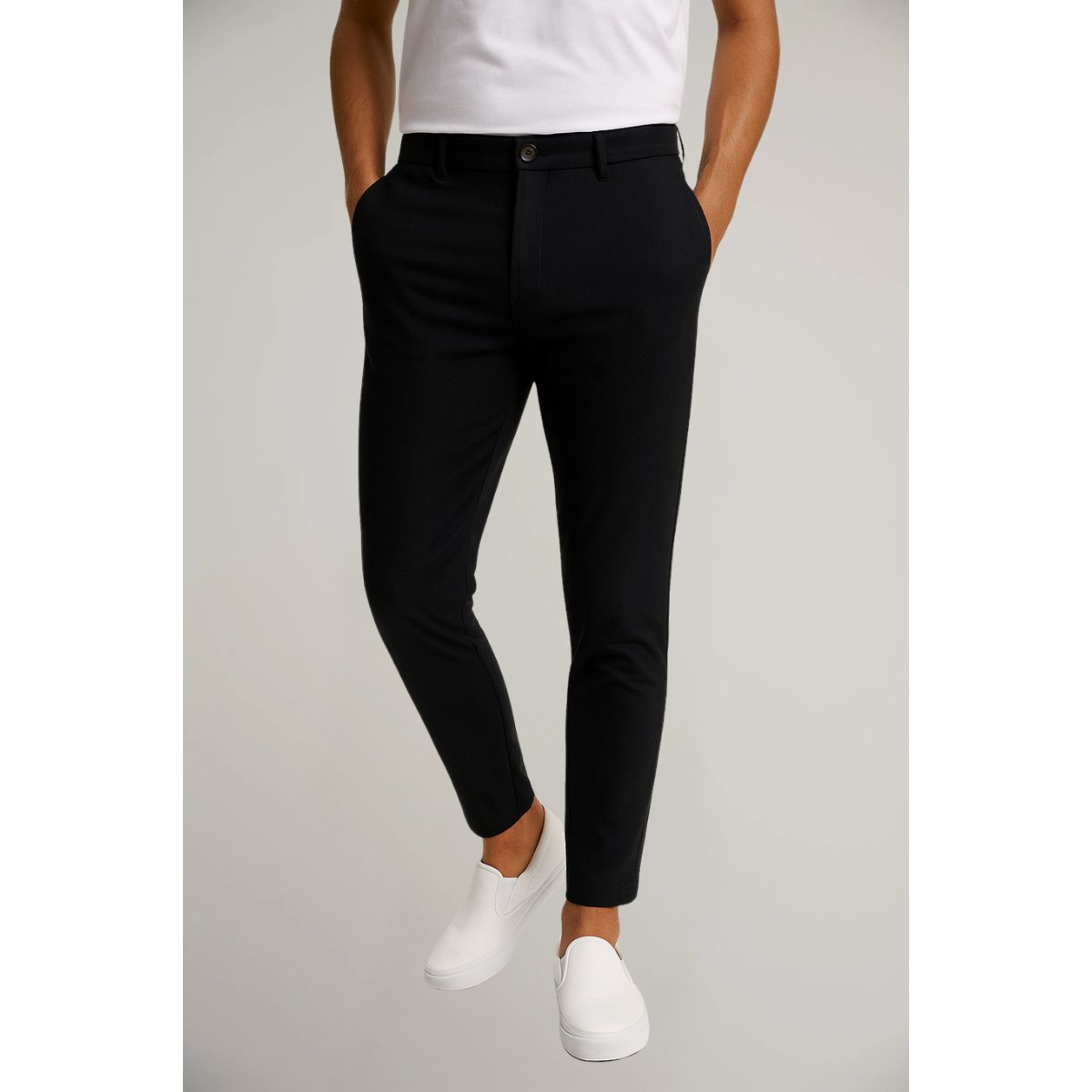 Men's Woven Slim-Cut Work Trousers