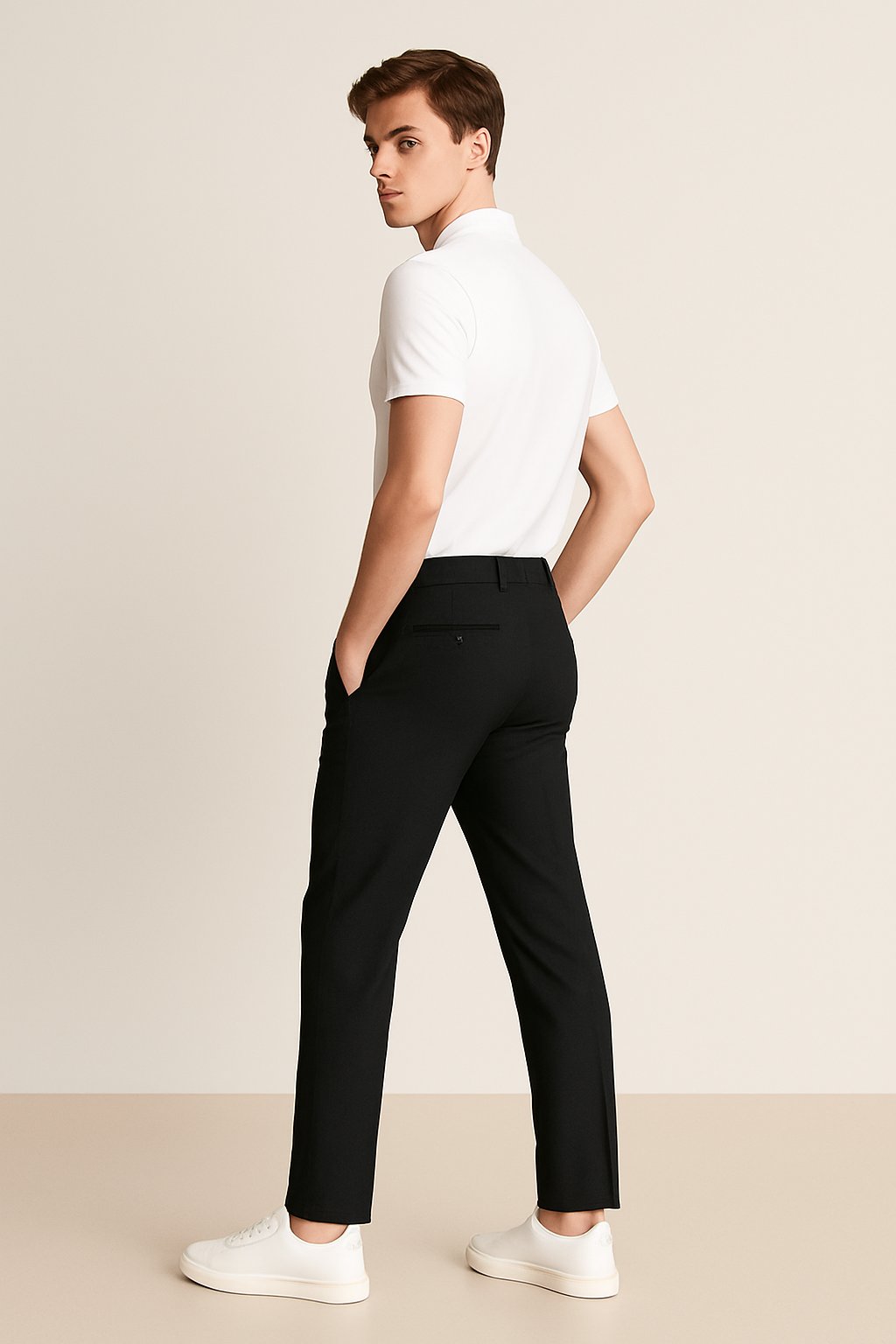 Men's Woven Slim-Cut Work Trousers