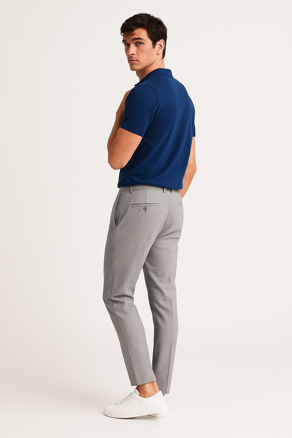 Men's Woven Slim-Cut Work Trousers