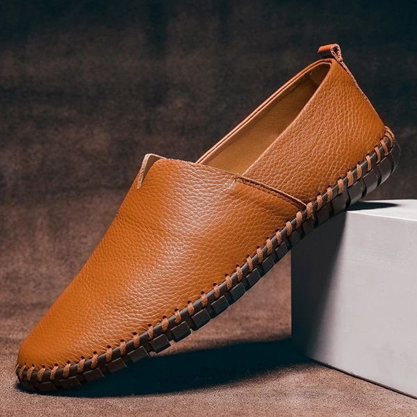 Men's Whipstitch Leather Slip-On Loafers