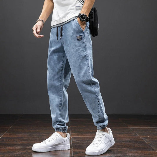 Men's Elastic-Waist Stretch Denim Joggers