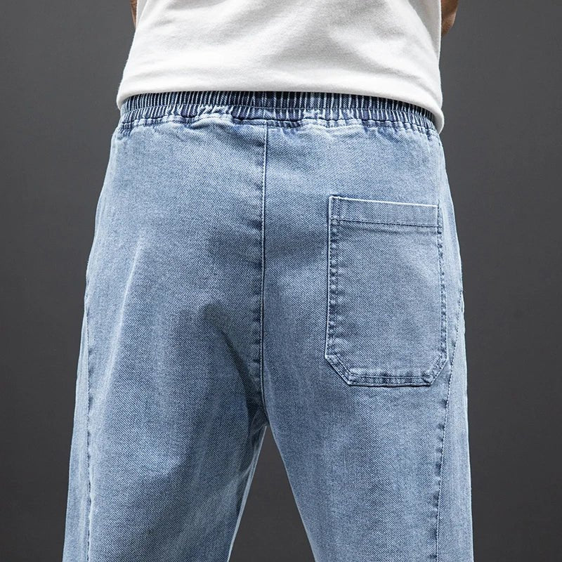 Men's Elastic-Waist Stretch Denim Joggers