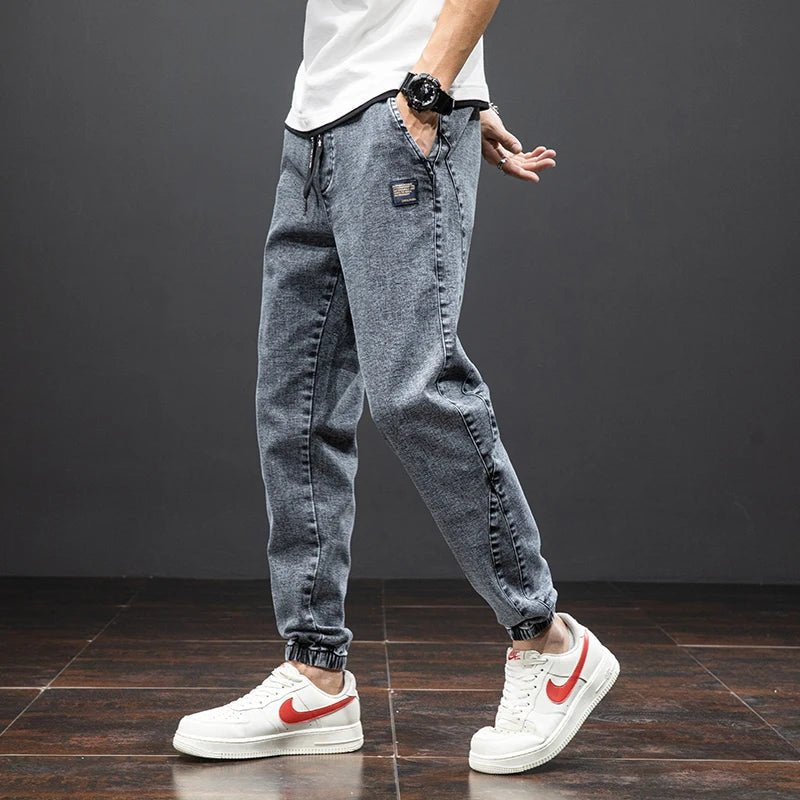 Men's Elastic-Waist Stretch Denim Joggers