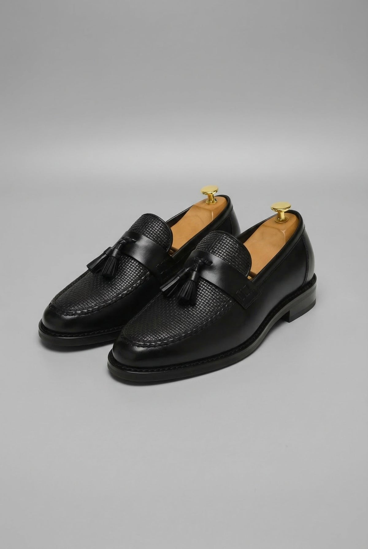 Men's Woven Tassel Loafers in Black