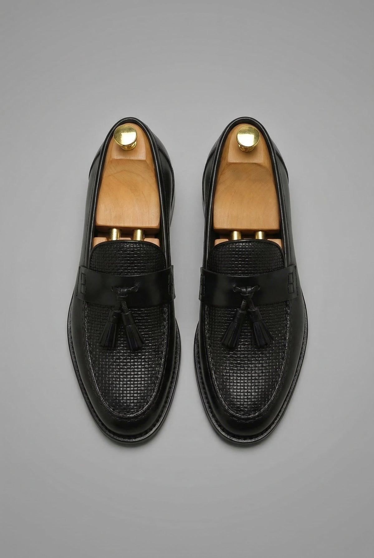 Men's Woven Tassel Loafers in Black