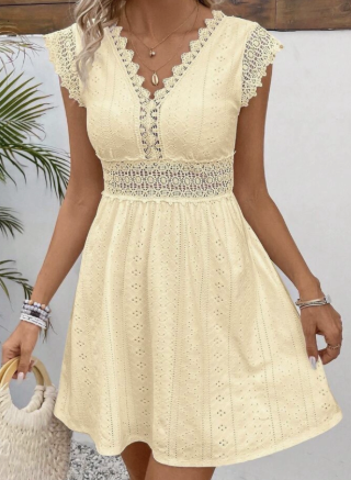 Floral Lace Trim A-Line Cocktail Dress