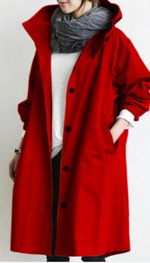 Women's Hooded Longline Button-Front Winter Coat