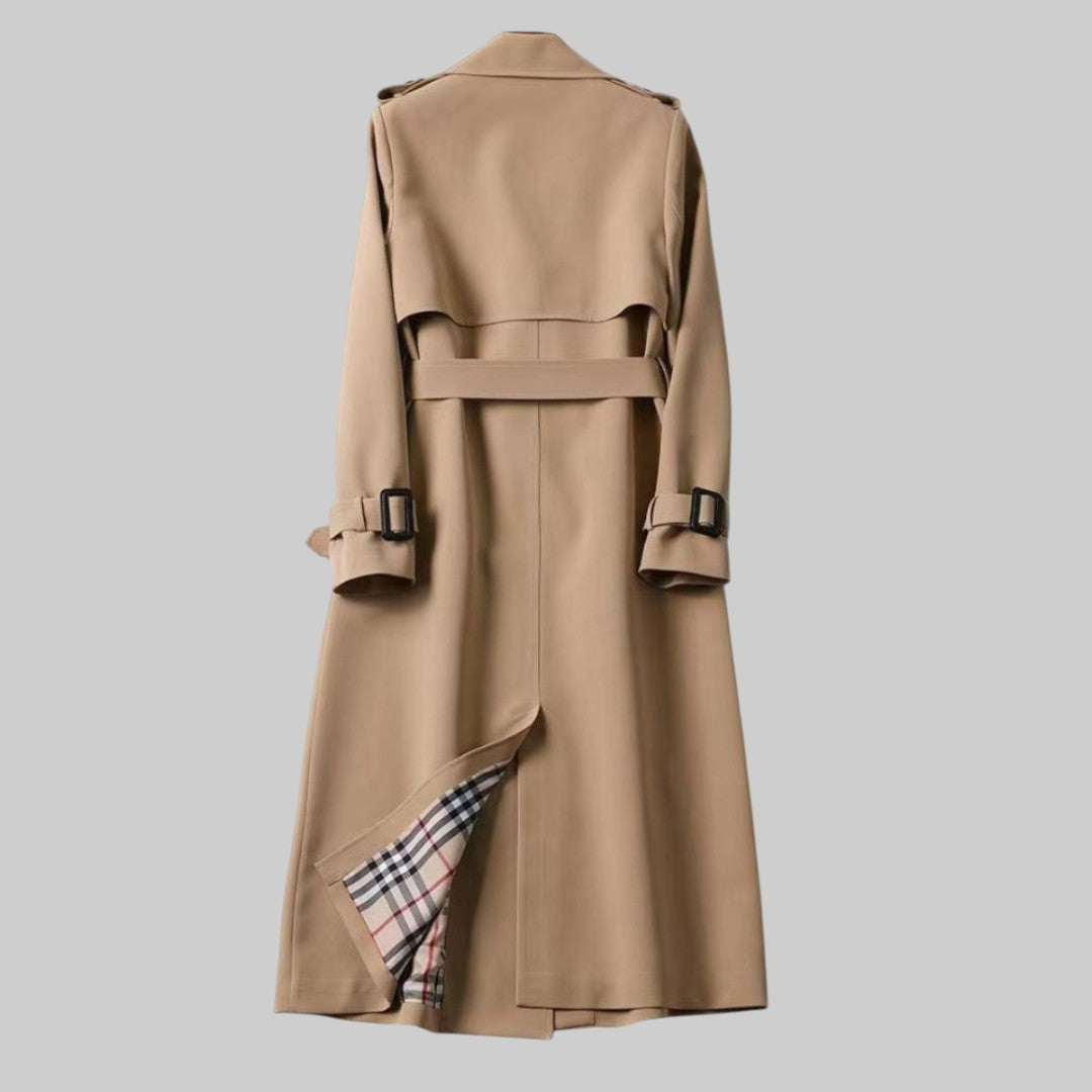 Double-Breasted Belted Long Trench Coat