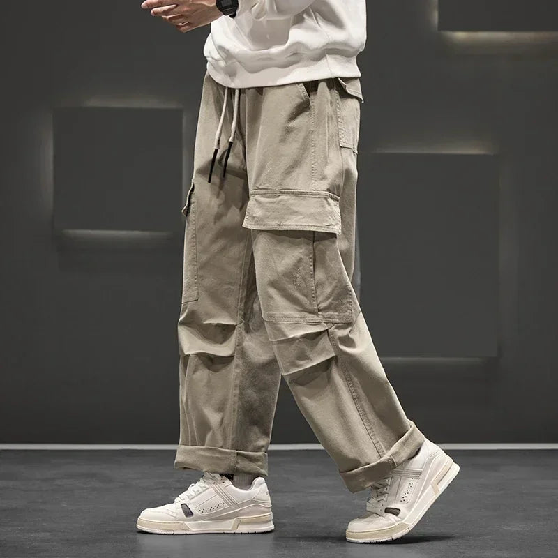 Men's Wide-Leg Utility Cargo Trousers