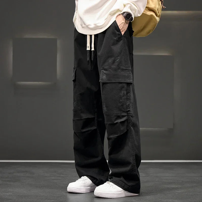 Men's Wide-Leg Utility Cargo Trousers