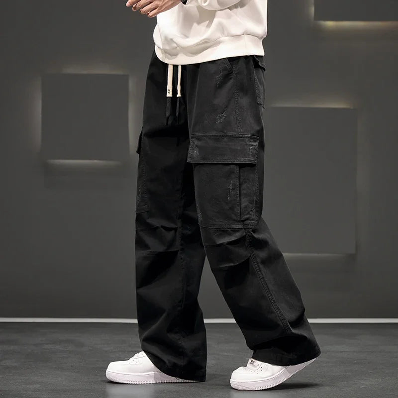 Men's Wide-Leg Utility Cargo Trousers