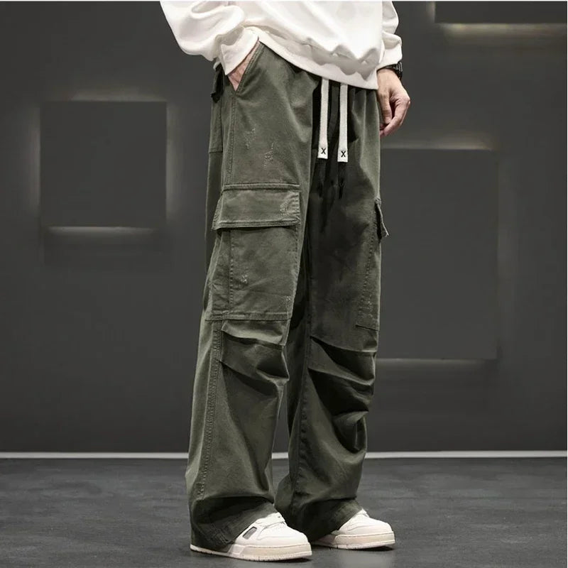 Men's Wide-Leg Utility Cargo Trousers