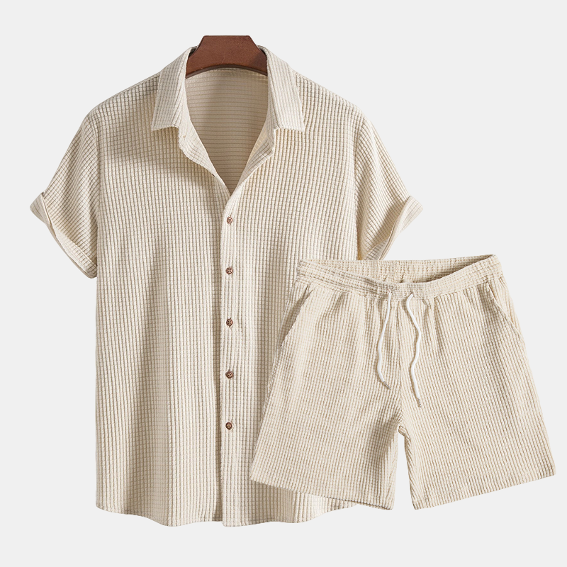 Men's Casual Shirt and Shorts Two-Piece Co-ord Set