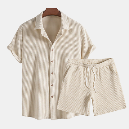 Men's Casual Shirt and Shorts Two-Piece Co-ord Set