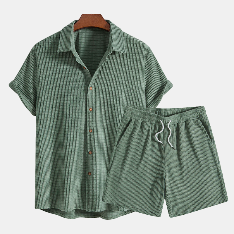 Men's Casual Shirt and Shorts Two-Piece Co-ord Set