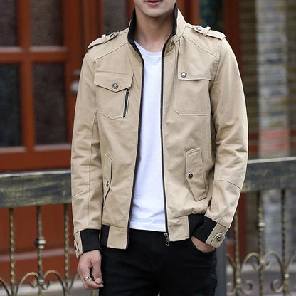 Rib-Trim Zip Bomber Jacket