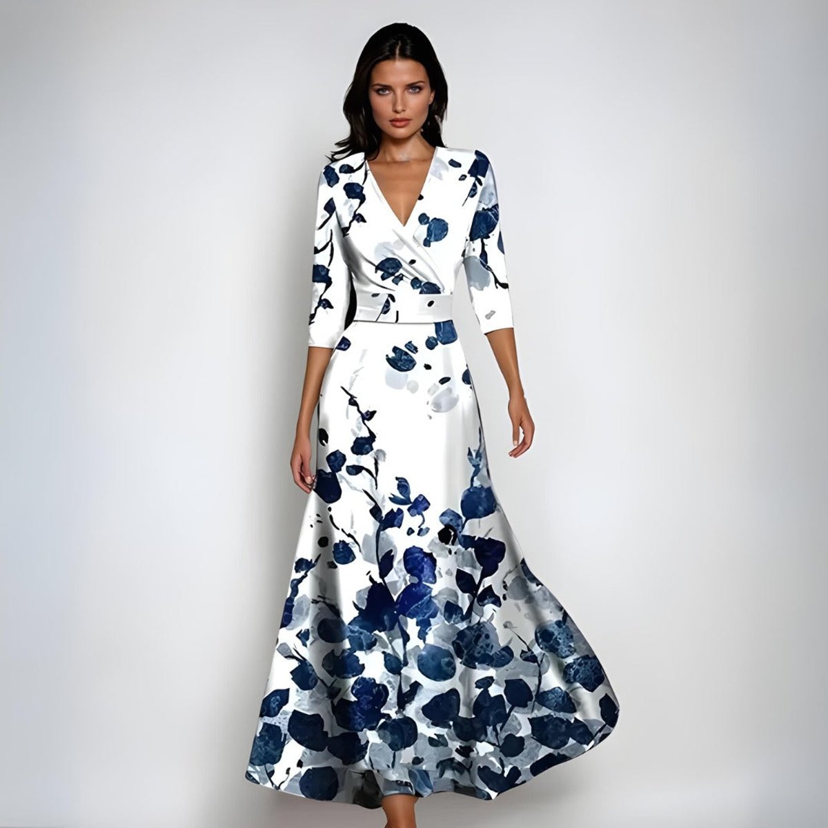 Floral Wrap-Front Event Maxi Dress
