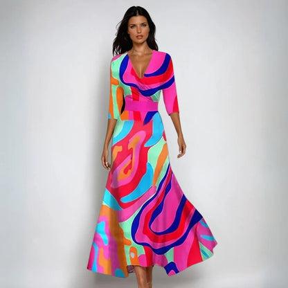 Floral Wrap-Front Event Maxi Dress