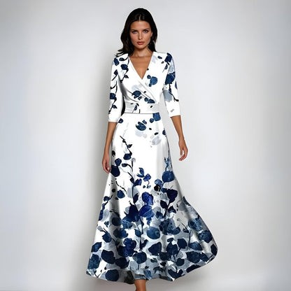 Floral Wrap-Front Event Maxi Dress