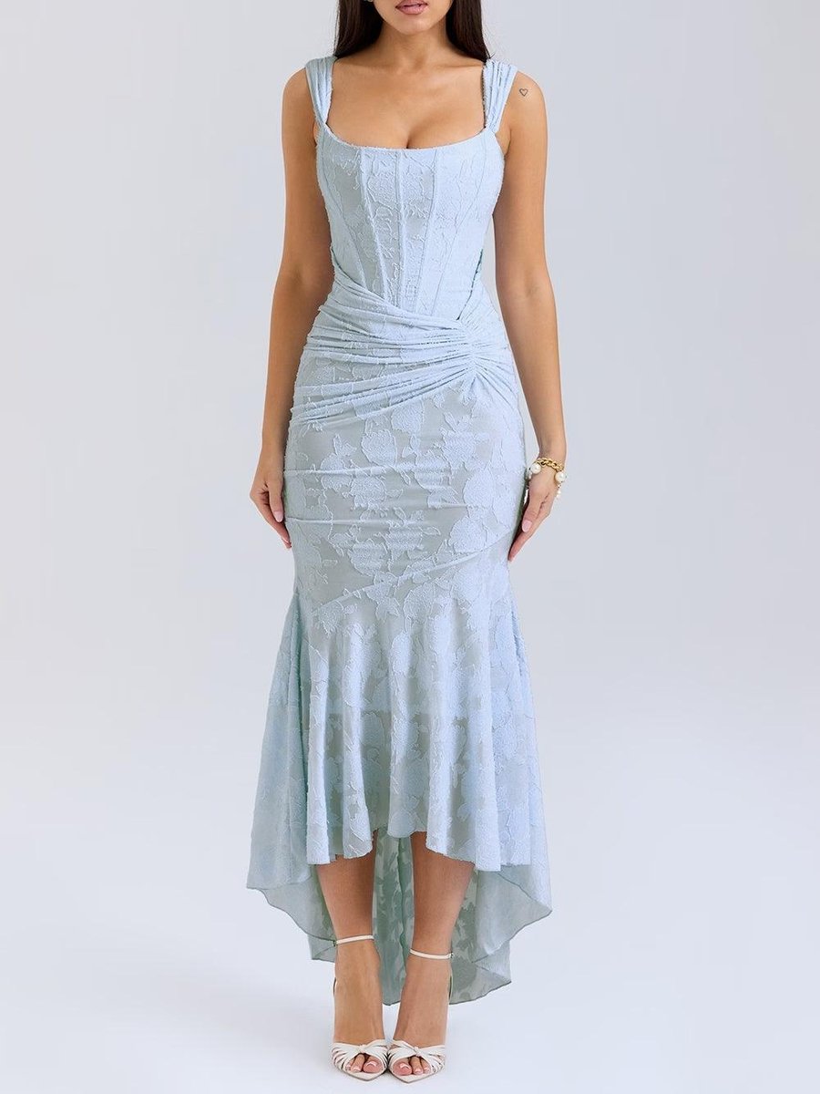 Jacquard Mermaid Formal Gown with Corset Bodice