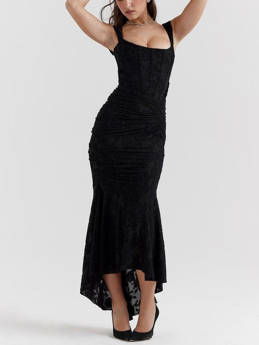 Jacquard Mermaid Formal Gown with Corset Bodice